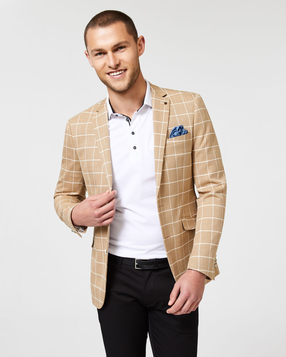 Montrone Blazer, Tan Windowpane, hi-res